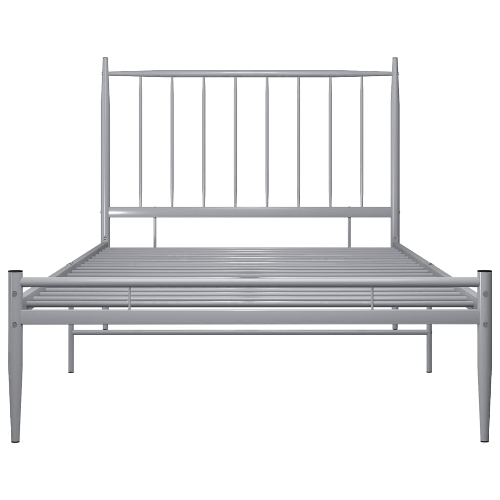 Cadre de lit sans matelas gris métal 100x200 cm