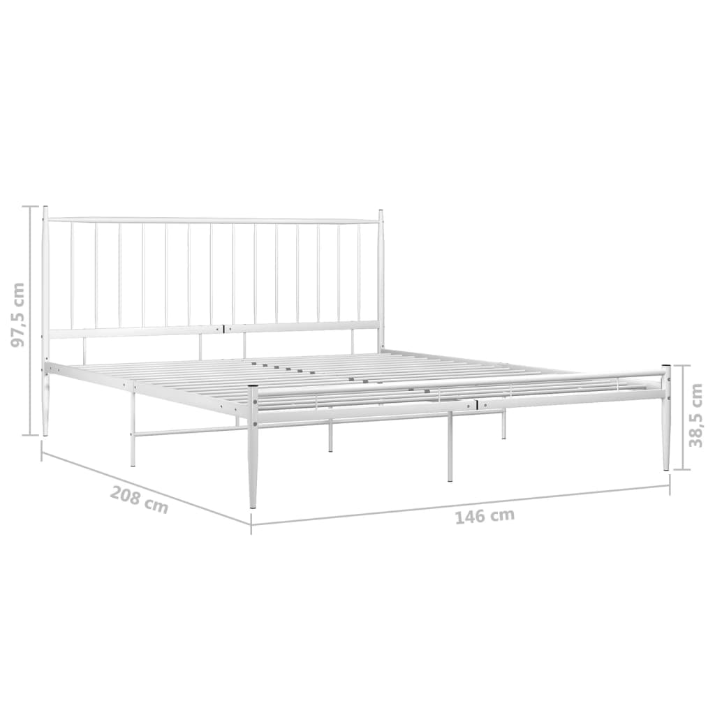 Cadre de lit sans matelas blanc métal 140x200 cm