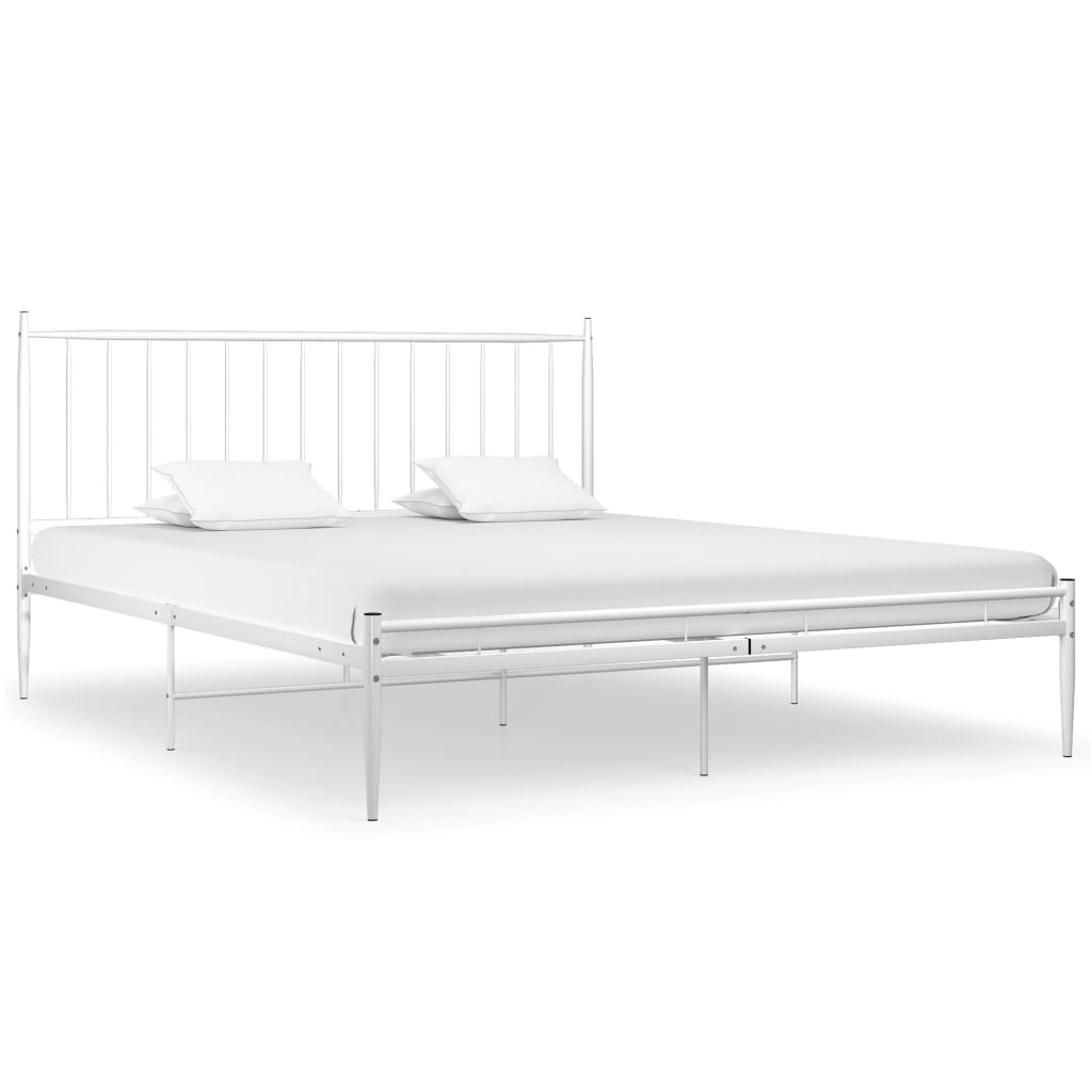 Cadre de lit sans matelas blanc métal 200x200 cm