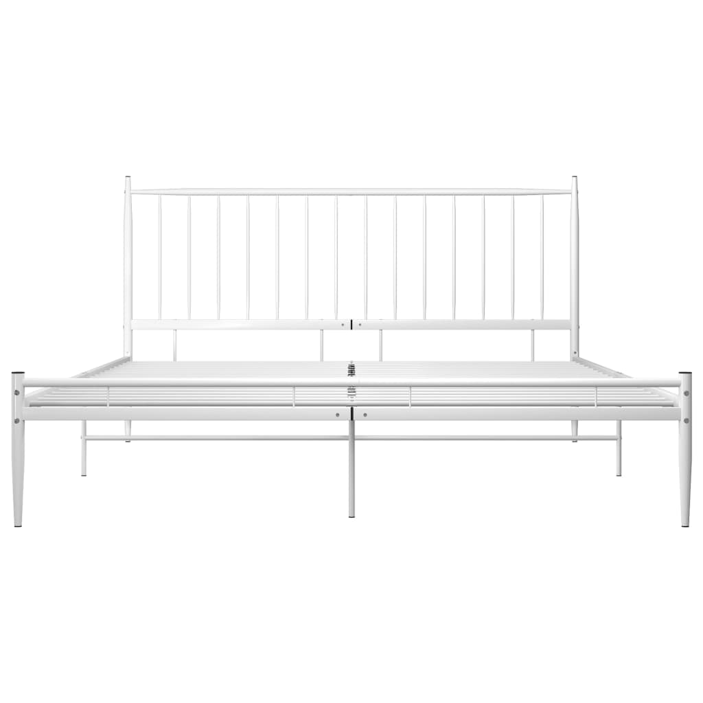 Cadre de lit sans matelas blanc métal 200x200 cm