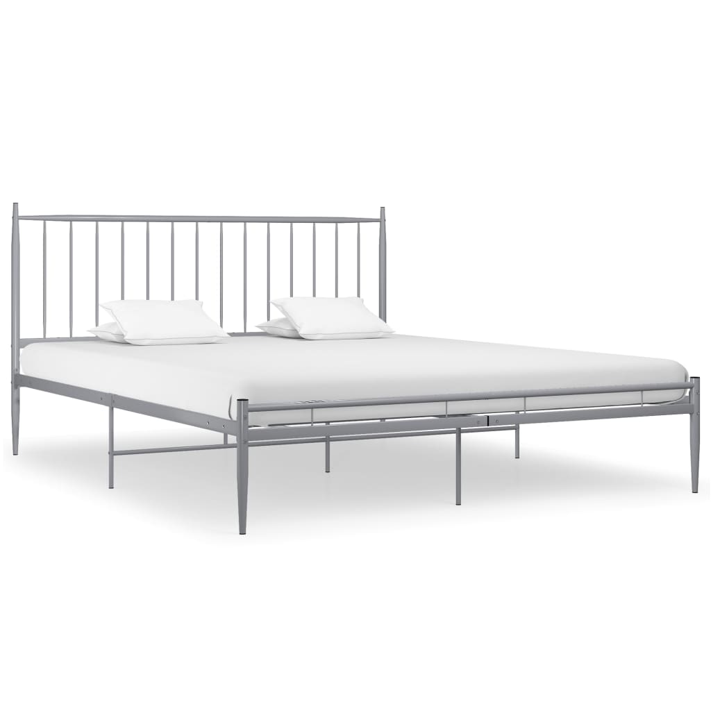 Cadre de lit sans matelas gris métal 200x200 cm