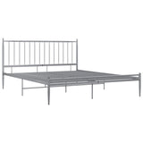 Cadre de lit sans matelas gris métal 200x200 cm