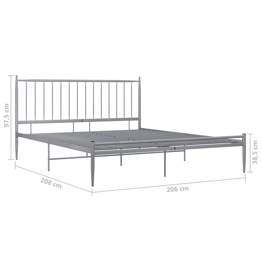 Cadre de lit sans matelas gris métal 200x200 cm