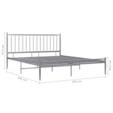 Cadre de lit sans matelas gris métal 200x200 cm