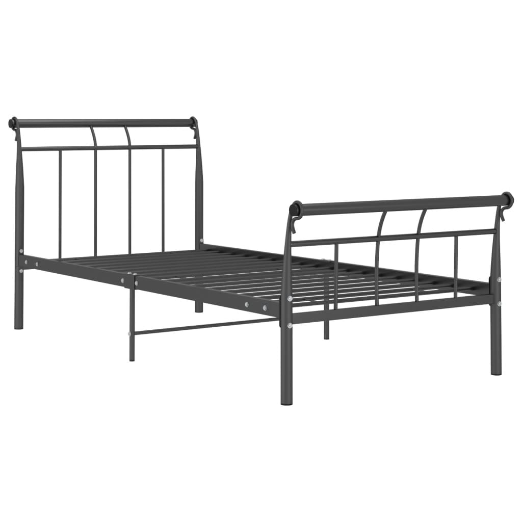 Cadre de lit sans matelas noir métal 90x200 cm