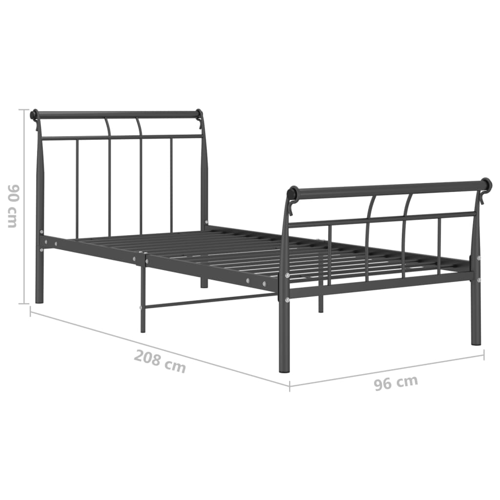 Cadre de lit sans matelas noir métal 90x200 cm