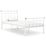 Cadre de lit sans matelas blanc métal 90x200 cm