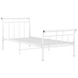 Cadre de lit sans matelas blanc métal 90x200 cm