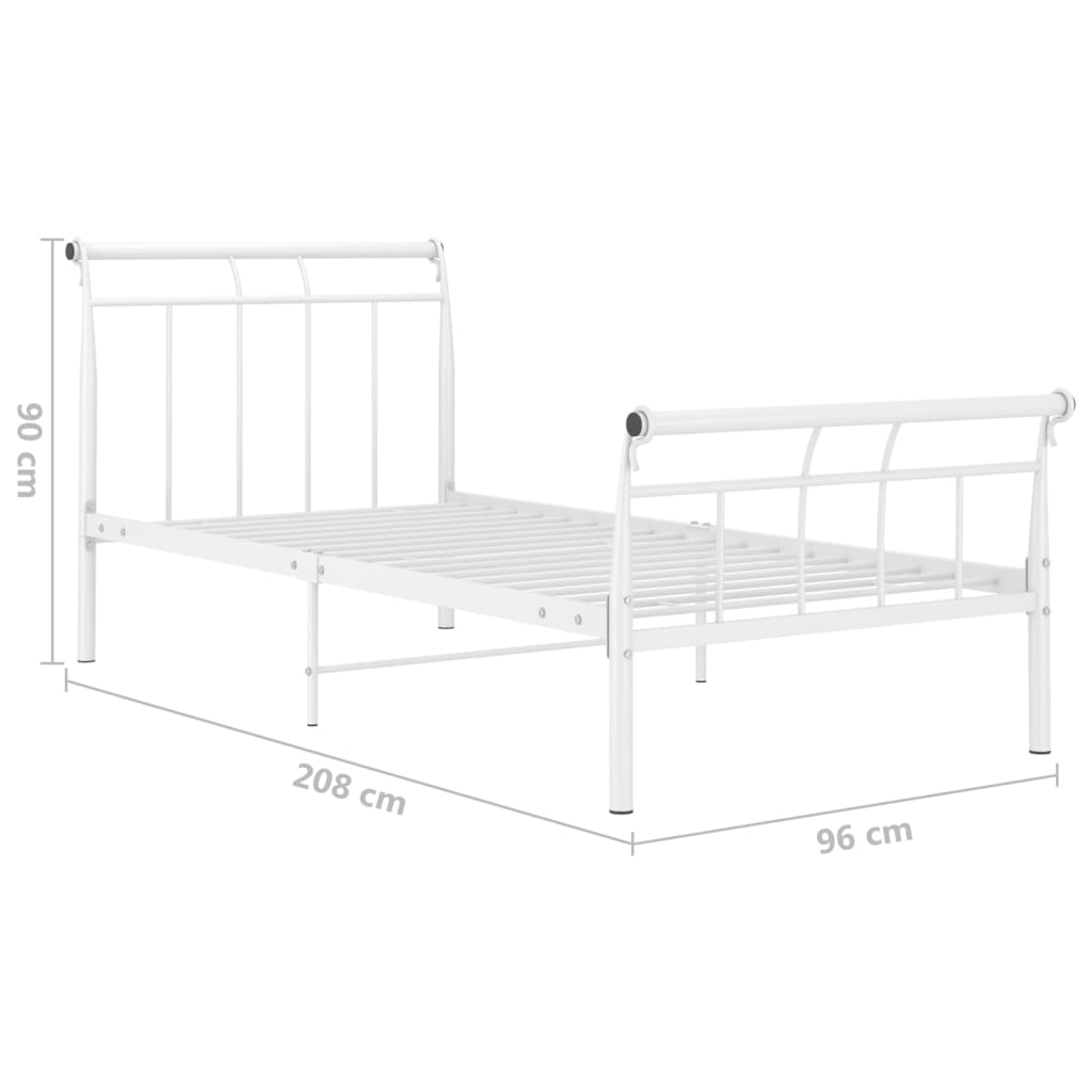 Cadre de lit sans matelas blanc métal 90x200 cm