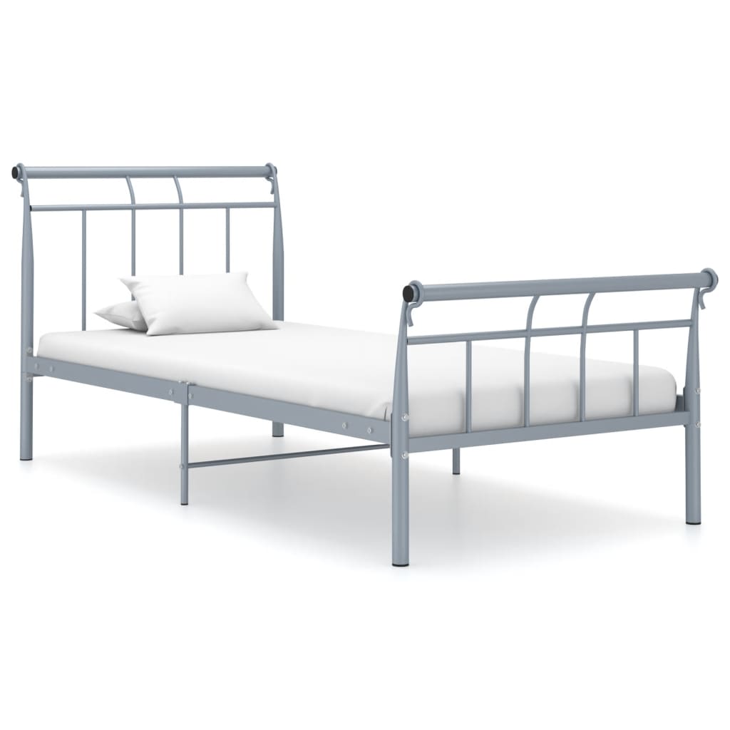 Cadre de lit sans matelas gris métal 90x200 cm