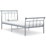 Cadre de lit sans matelas gris métal 90x200 cm