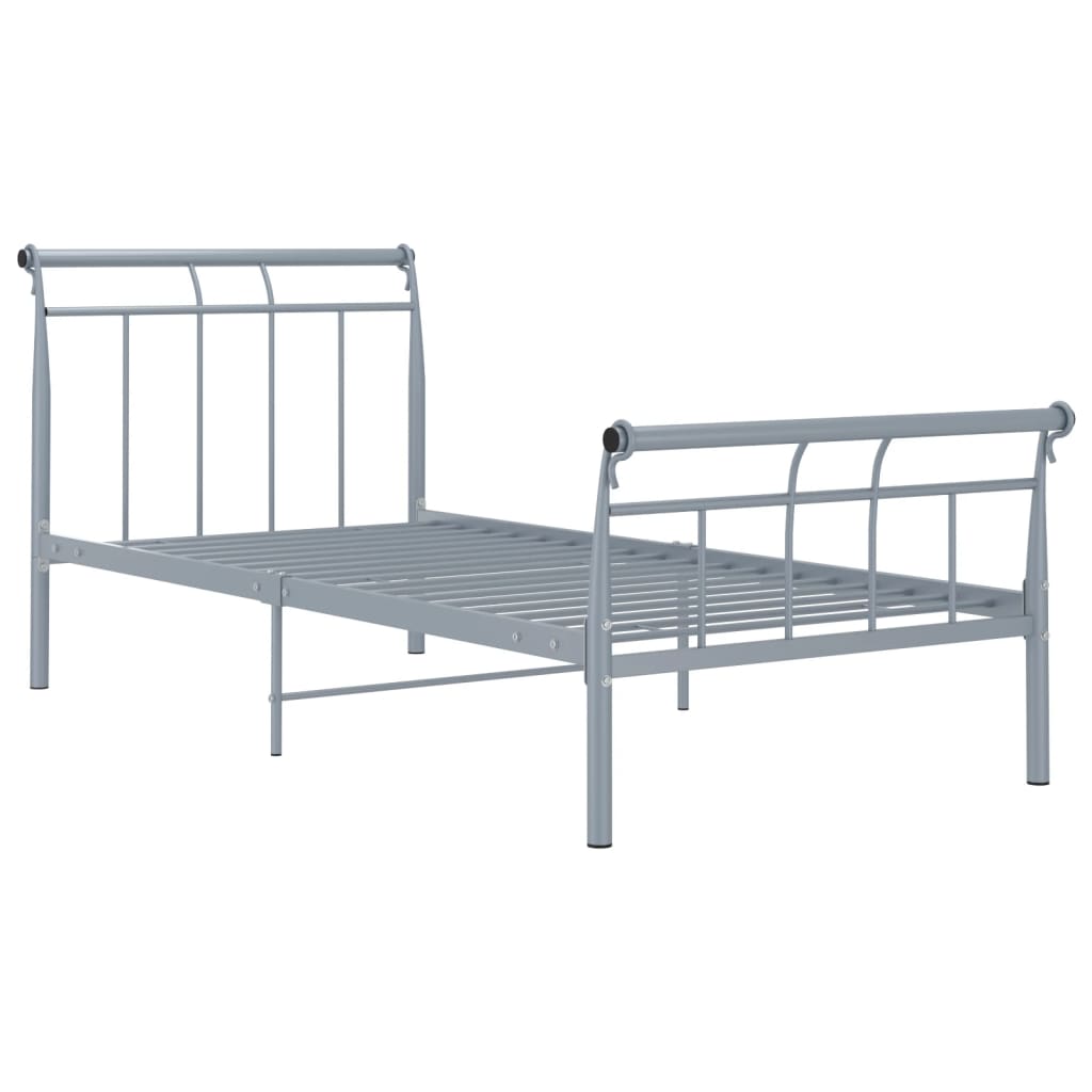 Cadre de lit sans matelas gris métal 90x200 cm