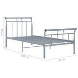 Cadre de lit sans matelas gris métal 90x200 cm