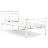 Cadre de lit sans matelas blanc métal 100x200 cm