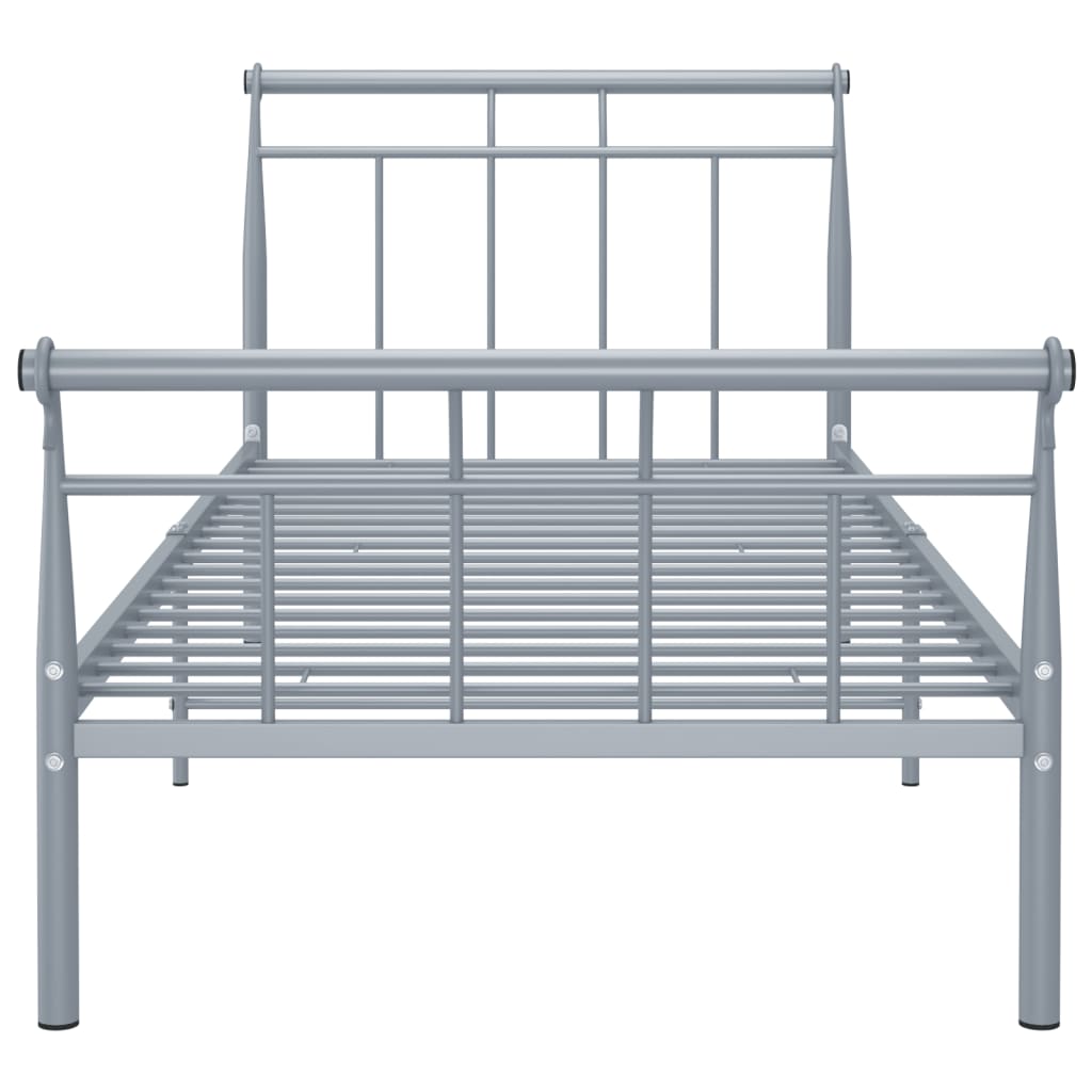 Cadre de lit sans matelas gris métal 100x200 cm