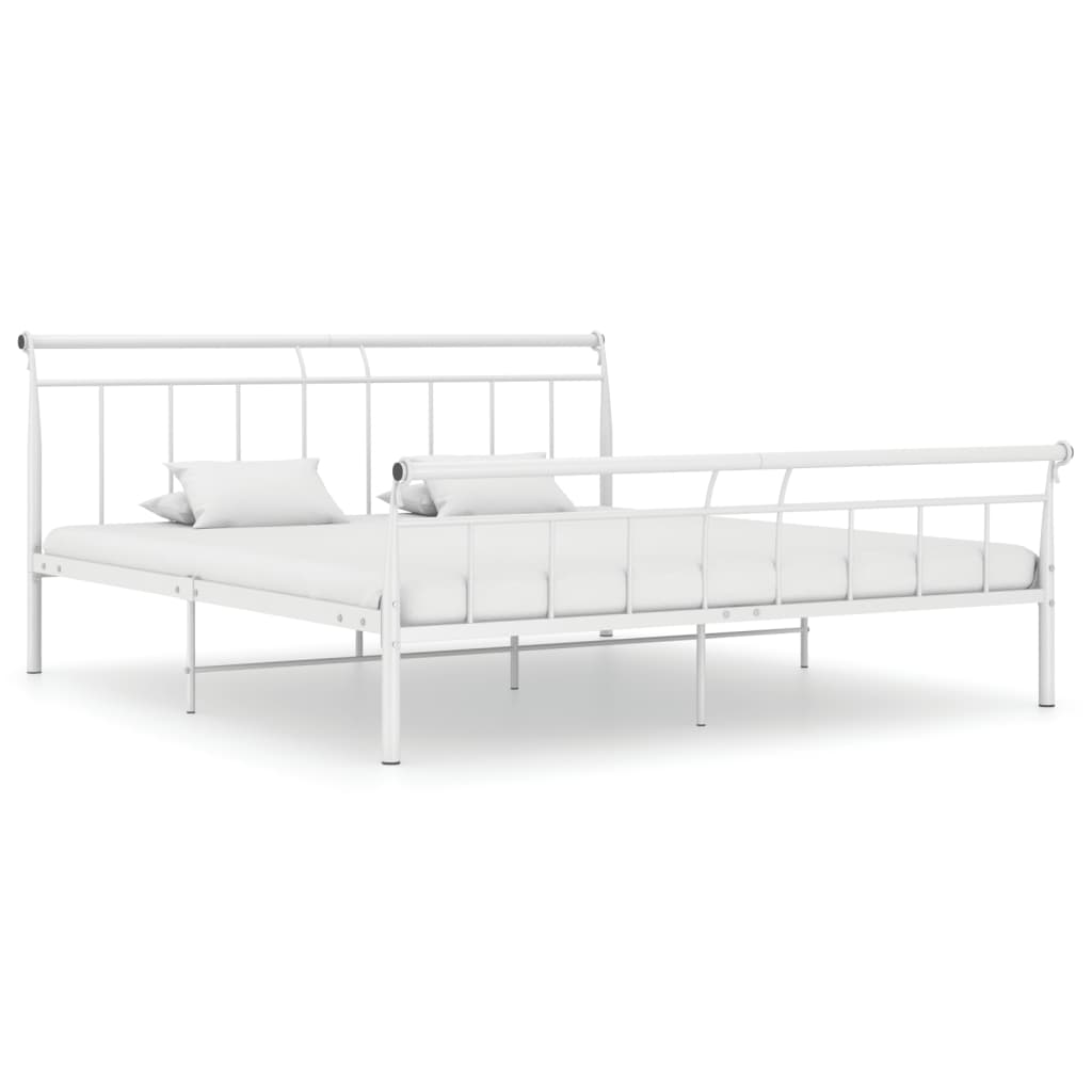 Cadre de lit sans matelas blanc métal 200x200 cm