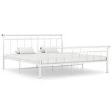 Cadre de lit sans matelas blanc métal 200x200 cm