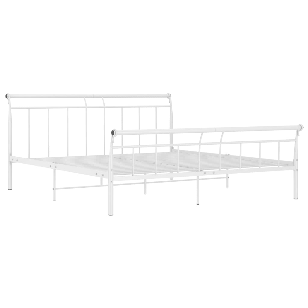 Cadre de lit sans matelas blanc métal 200x200 cm