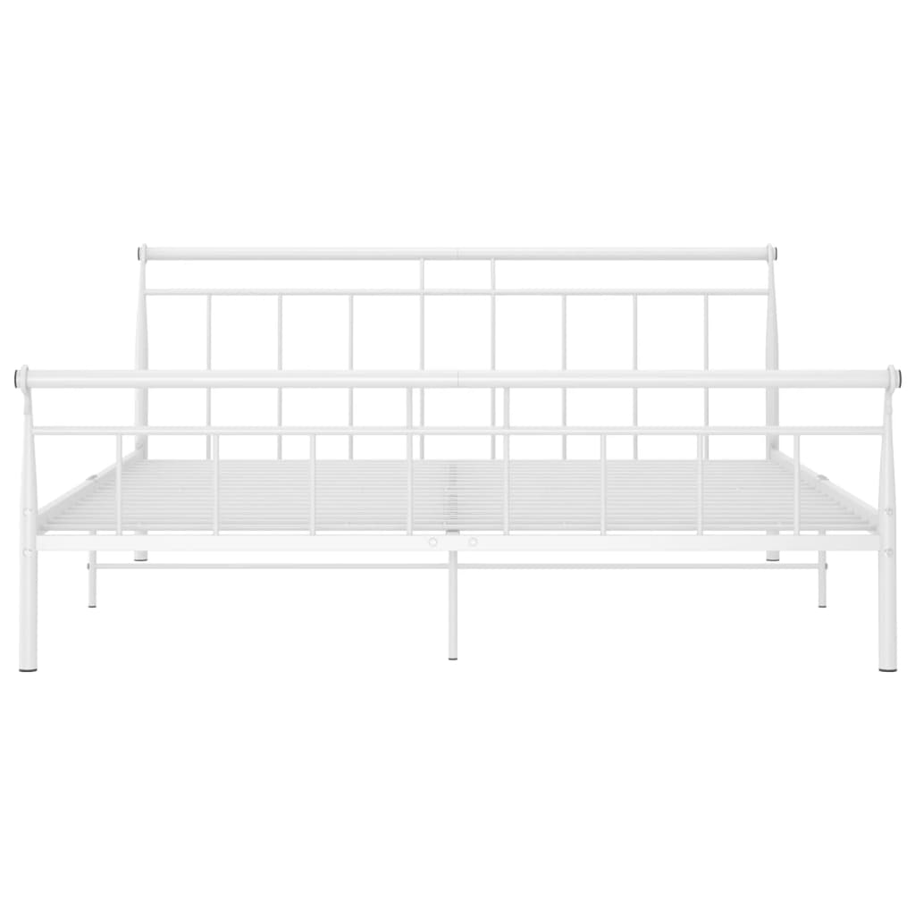 Cadre de lit sans matelas blanc métal 200x200 cm