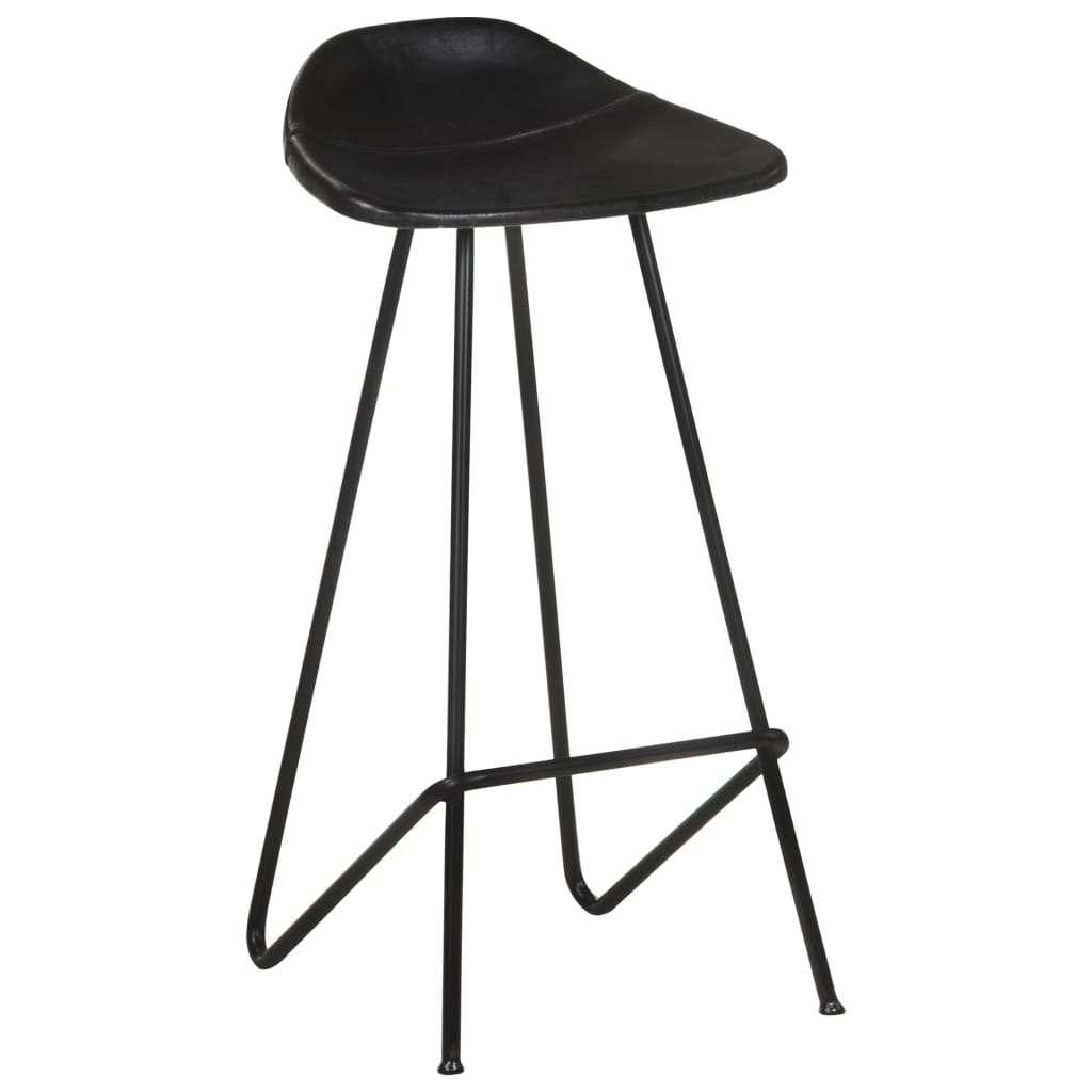 Tabourets de bar lot de 2 noir cuir véritable