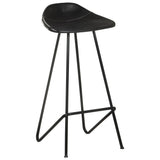 Tabourets de bar lot de 4 noir cuir véritable