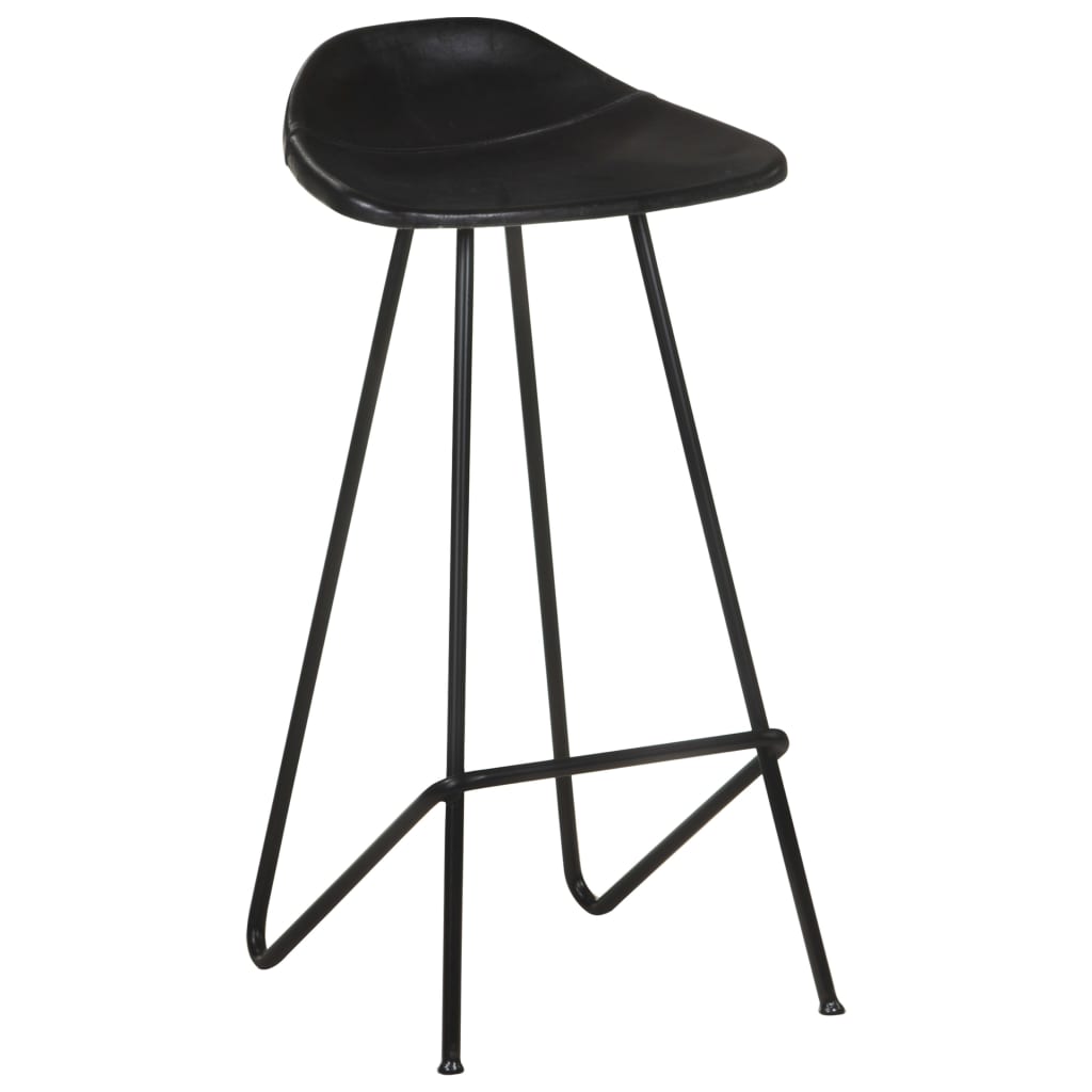 Tabourets de bar lot de 4 noir cuir véritable