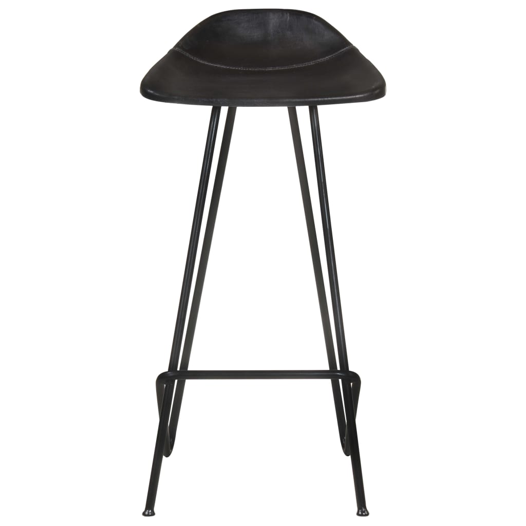 Tabourets de bar lot de 4 noir cuir véritable