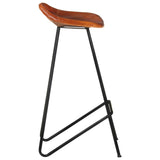 Tabourets de bar lot de 2 marron cuir véritable