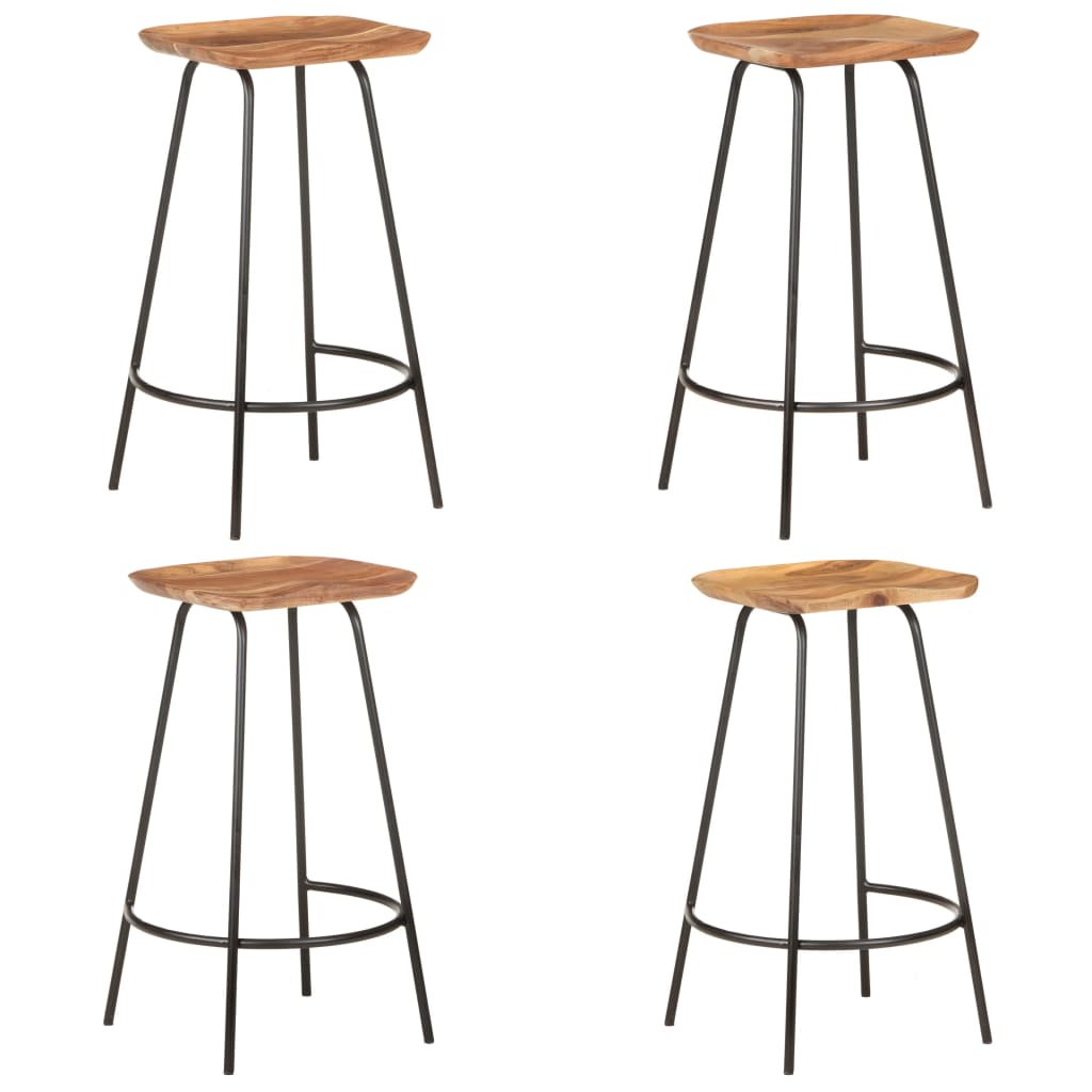 Tabourets de bar lot de 4 bois d'acacia solide