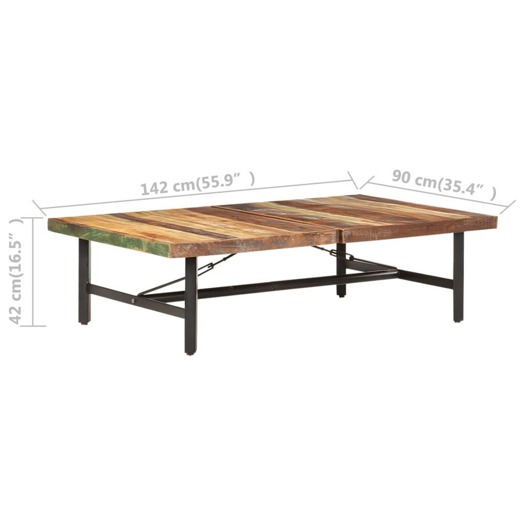 Table basse 142x90x42 cm Bois de récupération massif