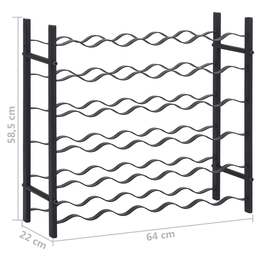 Casier à bouteilles pour 36 bouteilles Noir Fer