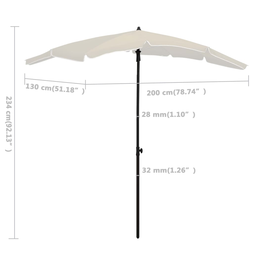 Garden parasol with pole 200x130 cm sand