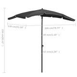 Garden parasol with pole 200x130 cm anthracite