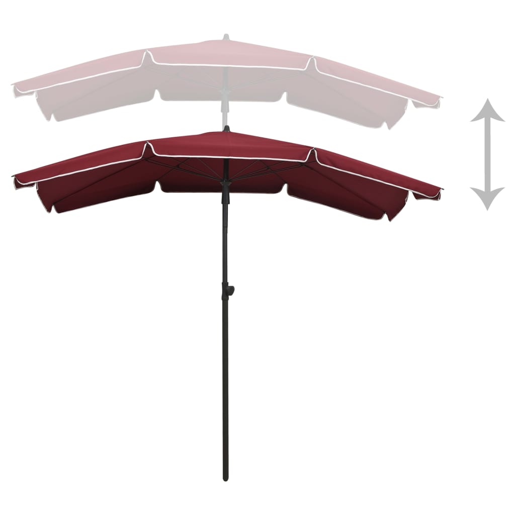 Garden parasol with pole 200x130 cm burgundy red