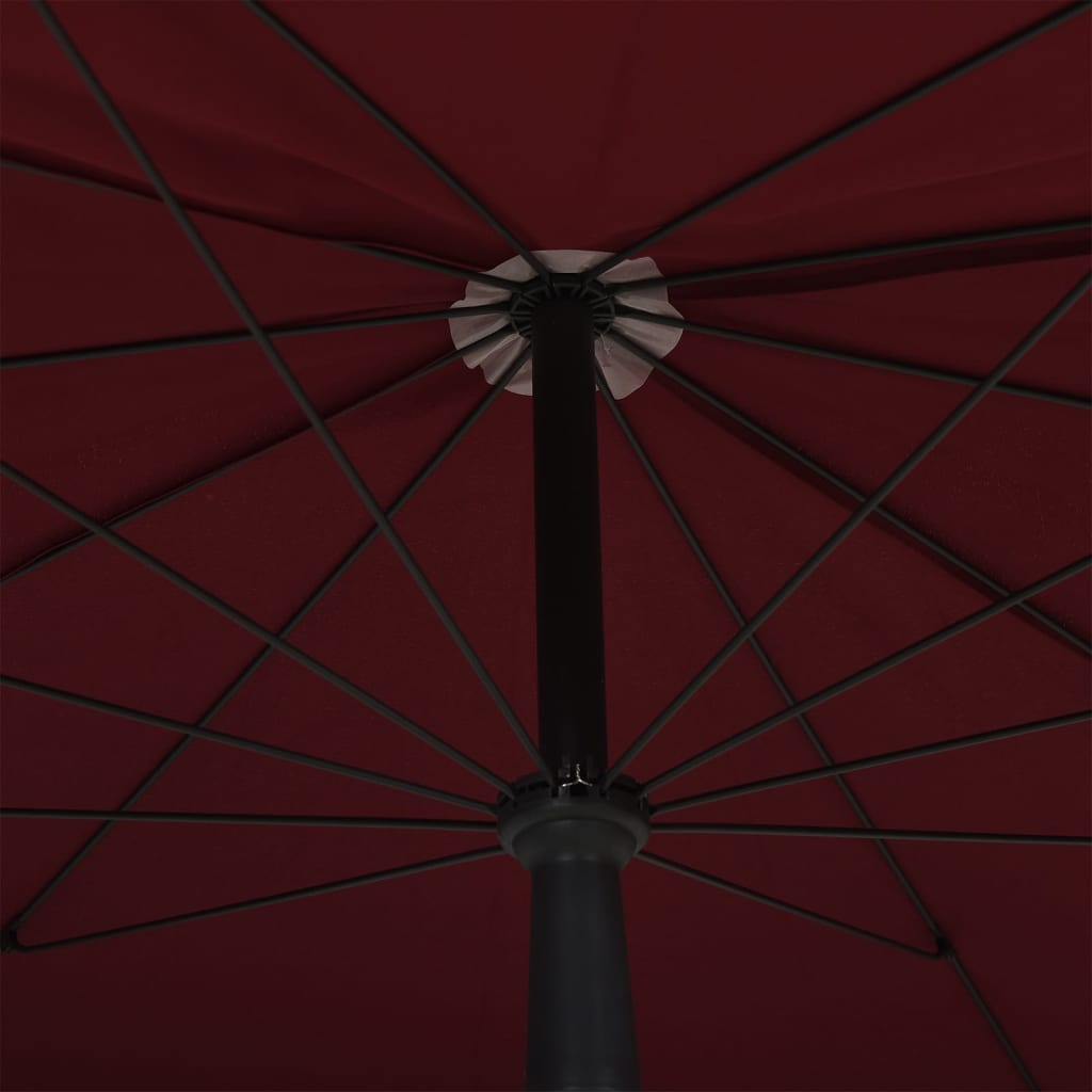 Garden parasol with pole 200x130 cm burgundy red