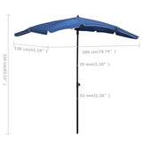 Garden parasol with pole 200x130 cm azure blue