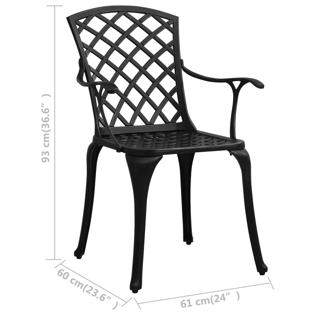 Chaises de jardin lot de 4 Aluminium coulé Noir