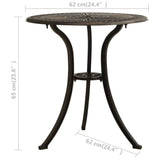 Table de jardin Bronze 62x62x65 cm Aluminium coulé