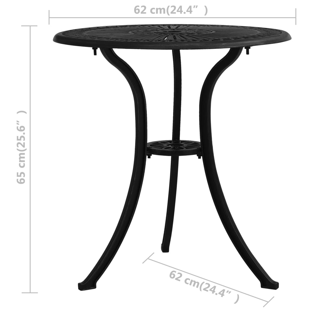 Table de jardin Noir 62x62x65 cm Aluminium coulé