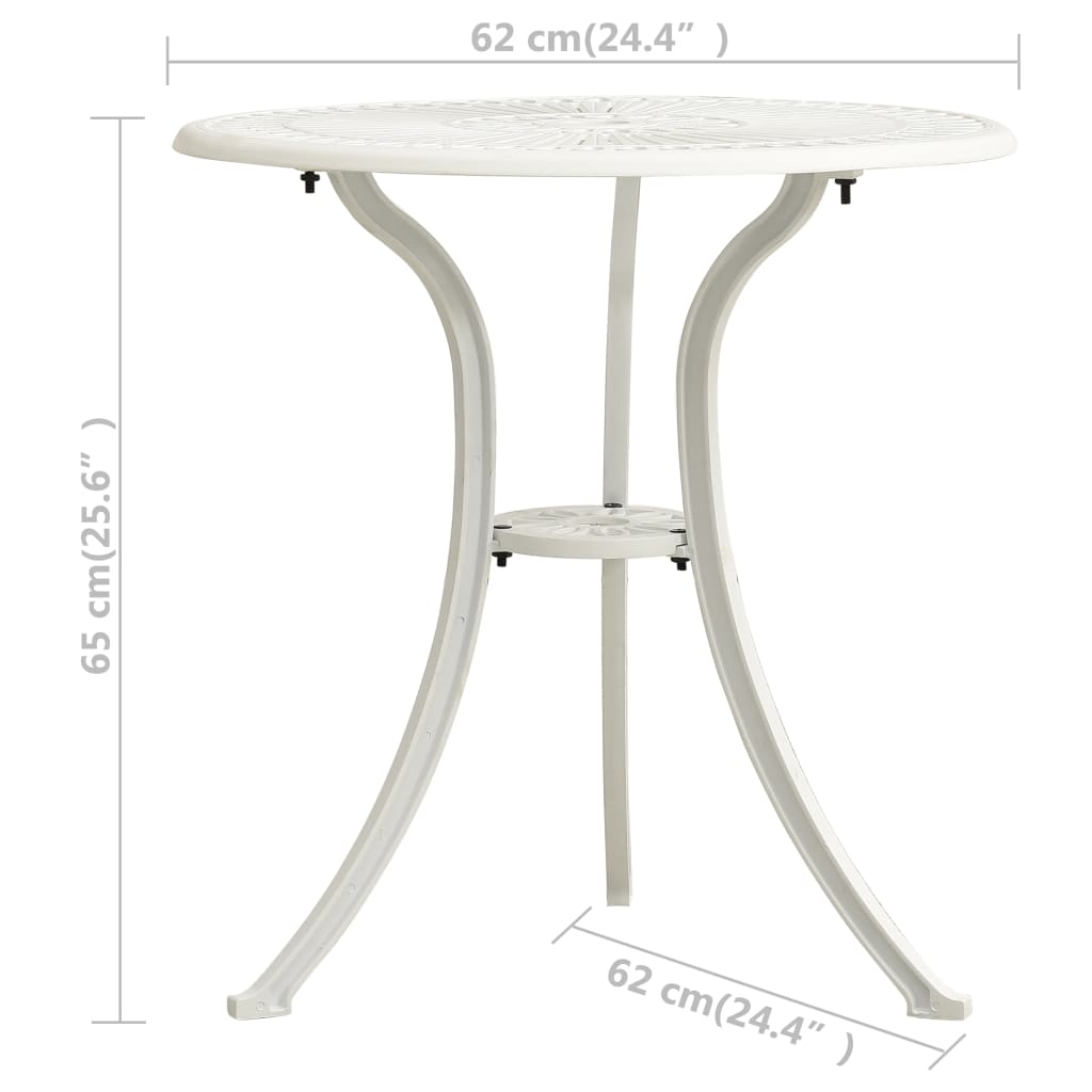 Table de jardin Blanc 62x62x65 cm Aluminium coulé