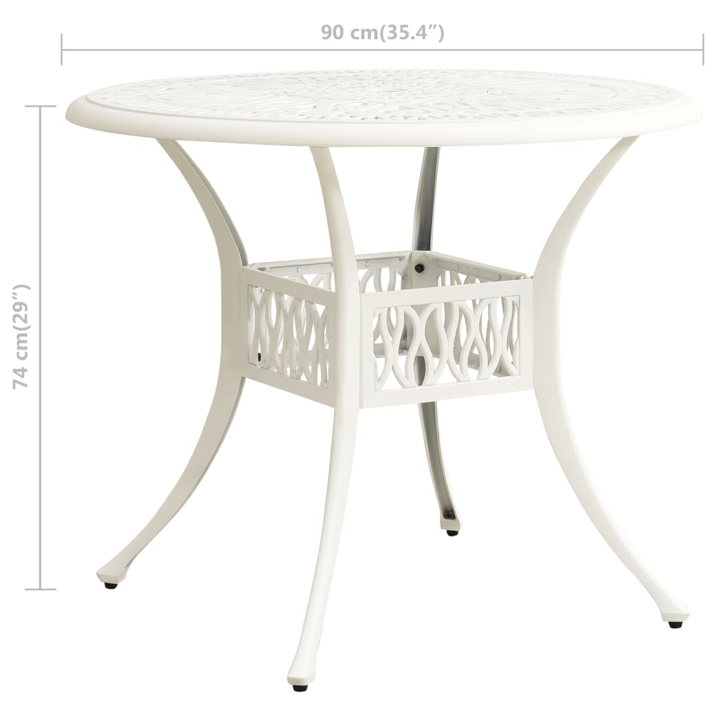 Table de jardin Blanc 90x90x74 cm Aluminium coulé