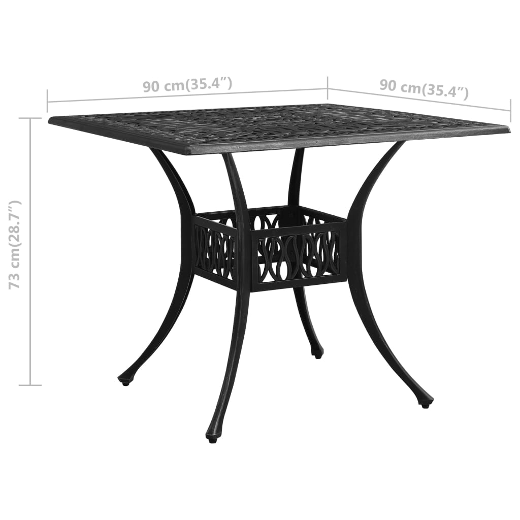 Black garden table 90x90x73 cm Cast aluminum