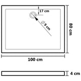 Receveur de douche avec picots Blanc 80x100x4 cm ABS