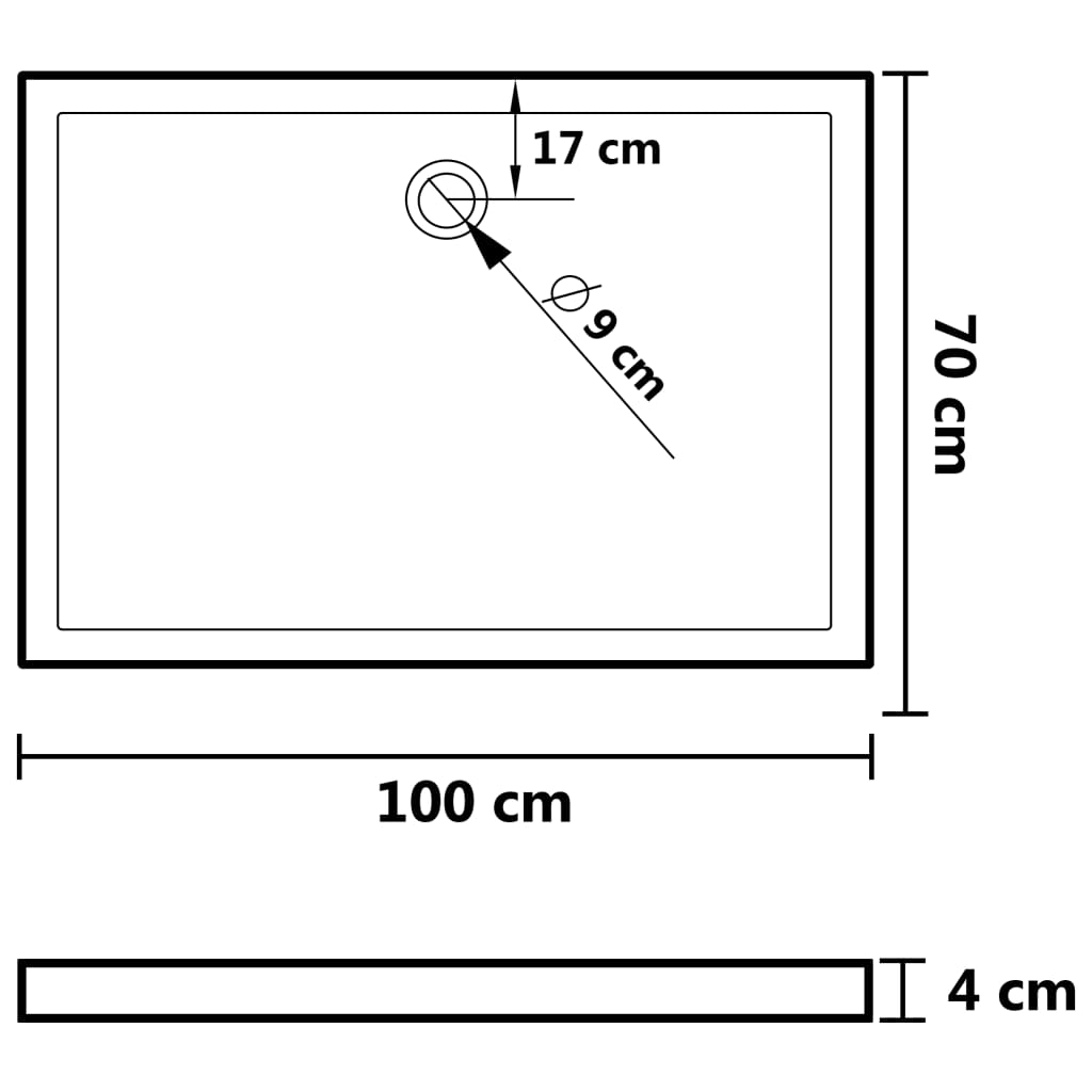 Receveur de douche avec picots Blanc 70x100x4 cm ABS