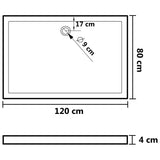 Receveur de douche avec picots Blanc 80x120x4 cm ABS