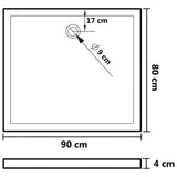 White ABS rectangular shower tray 80x90 cm