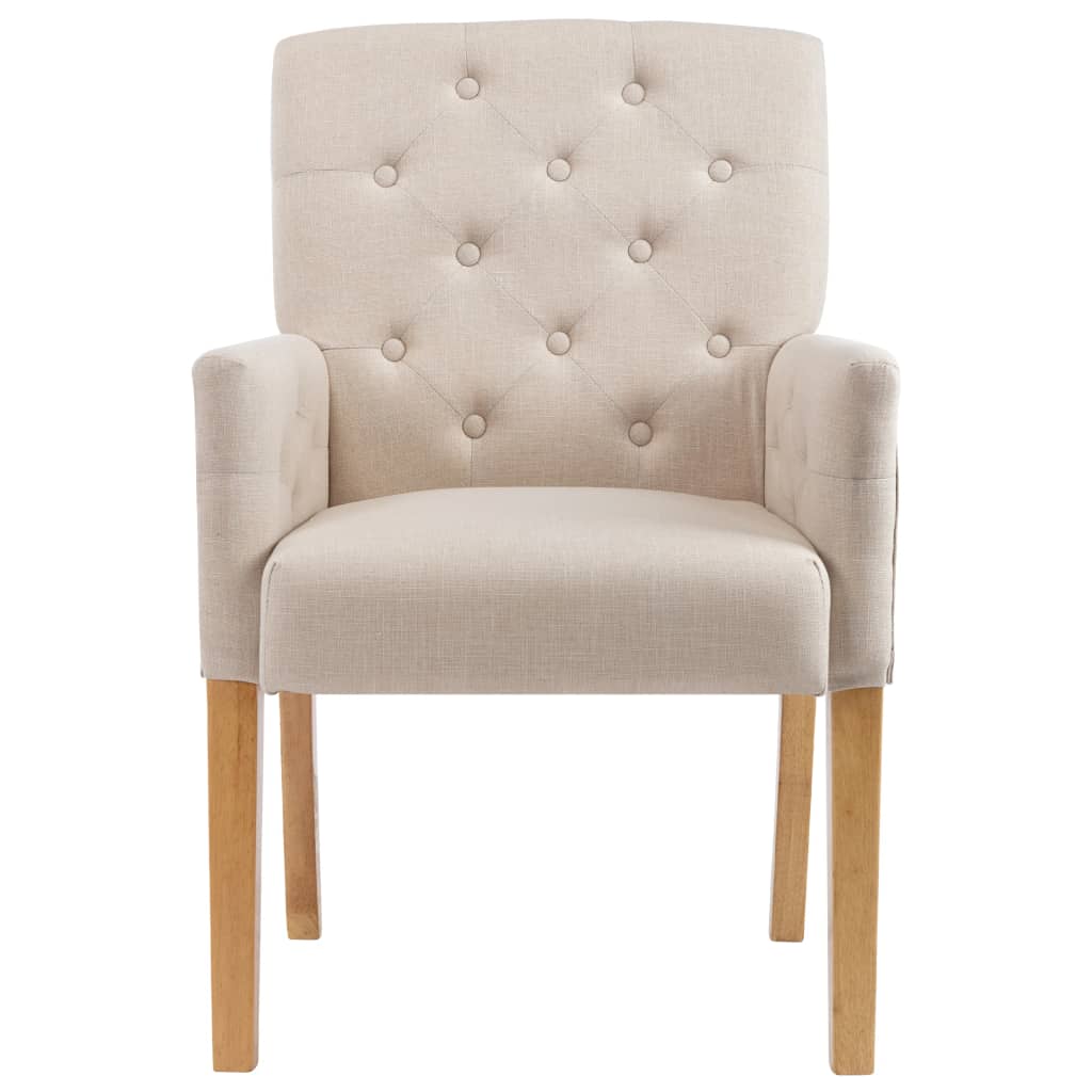 Chaises à manger avec accoudoirs lot de 2 beige tissu