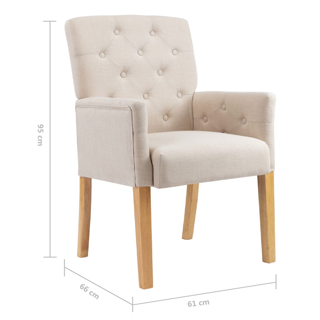 Chaises à manger avec accoudoirs lot de 2 beige tissu