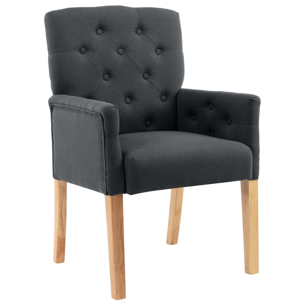 Chaises à manger avec accoudoirs lot de 4 gris tissu