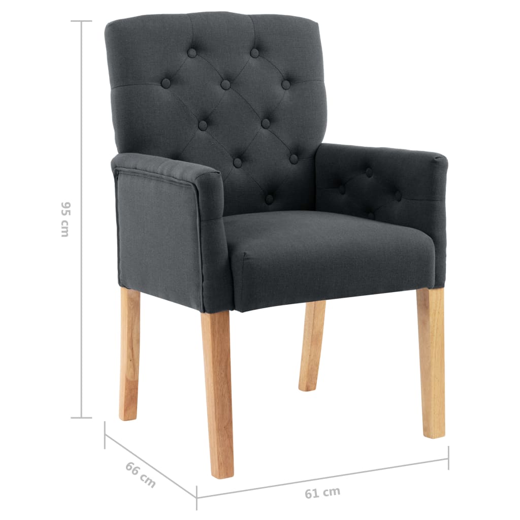 Chaises à manger avec accoudoirs lot de 4 gris tissu